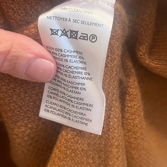 NWT new large Anthropologie Maeve shea oversized boxy cashmere sweater honey tan - Picture 9 of 17